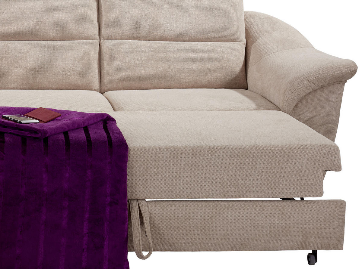 ECKSOFA in Velours Beige  - Beige/Silberfarben, Konventionell, Textil/Metall (197/248cm) - Livetastic