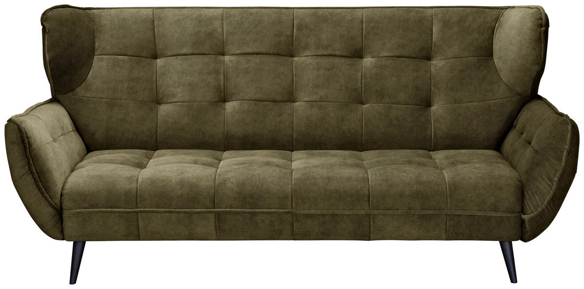 3-SITZER-SOFA in Mikrofaser Olivgrün  - Schwarz/Olivgrün, Modern, Textil/Metall (221/105/98cm) - MID.YOU