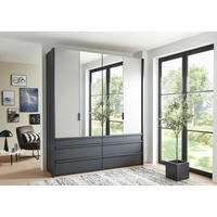 FALTTÜRENSCHRANK 200/236/58 cm 2-türig Graphitfarben, Grau, Sahara  - Schwarz/Graphitfarben, Design, Glas/Holzwerkstoff (200/236/58cm) - Boxxx
