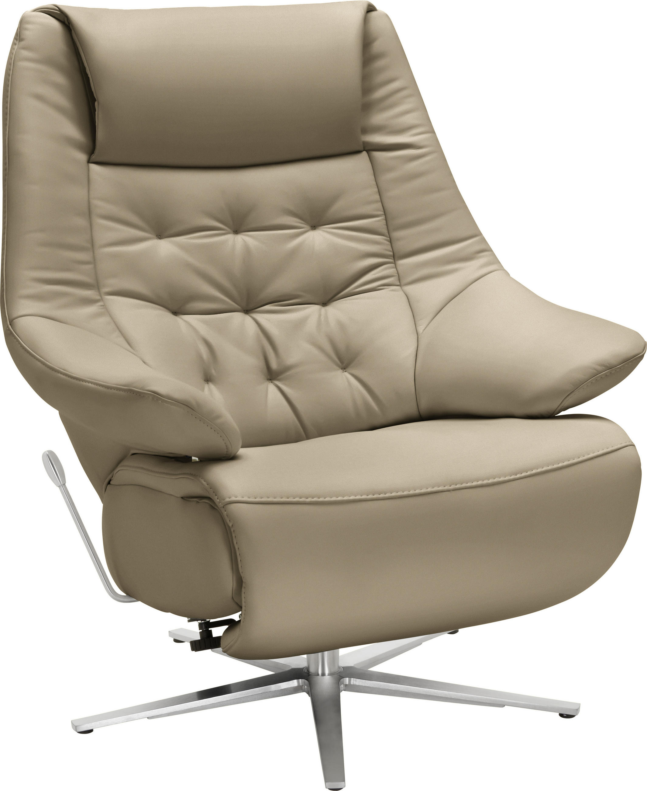 RELAXSESSEL in Leder Grau  - Alufarben/Grau, Design, Leder/Metall (84/104/81cm) - Valdera