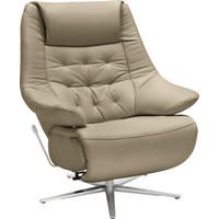 RELAXSESSEL in Leder Grau  - Alufarben/Grau, Design, Leder/Metall (84/104/81cm) - Valdera