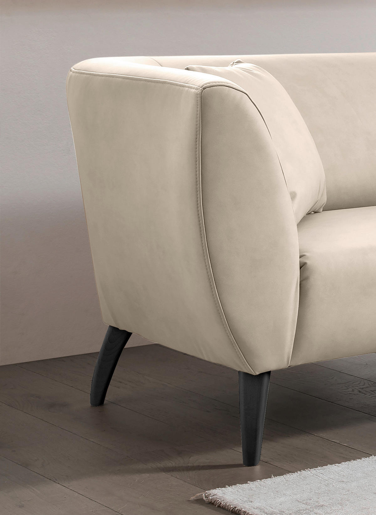 2-SITZER-SOFA in Lederlook Beige  - Beige/Schwarz, Modern, Holz/Textil (172/83/88cm) - Livetastic