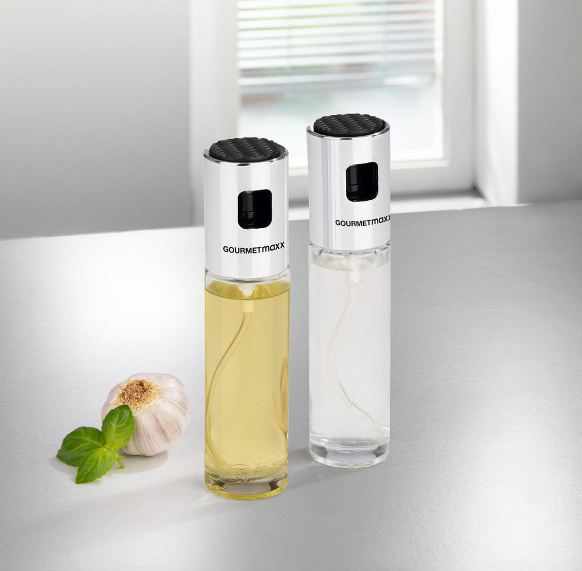 ESSIG-/ÖLFLASCHE - Edelstahlfarben/Transparent, Basics, Glas/Kunststoff (4/17,5cm) - GOURMETMAXX