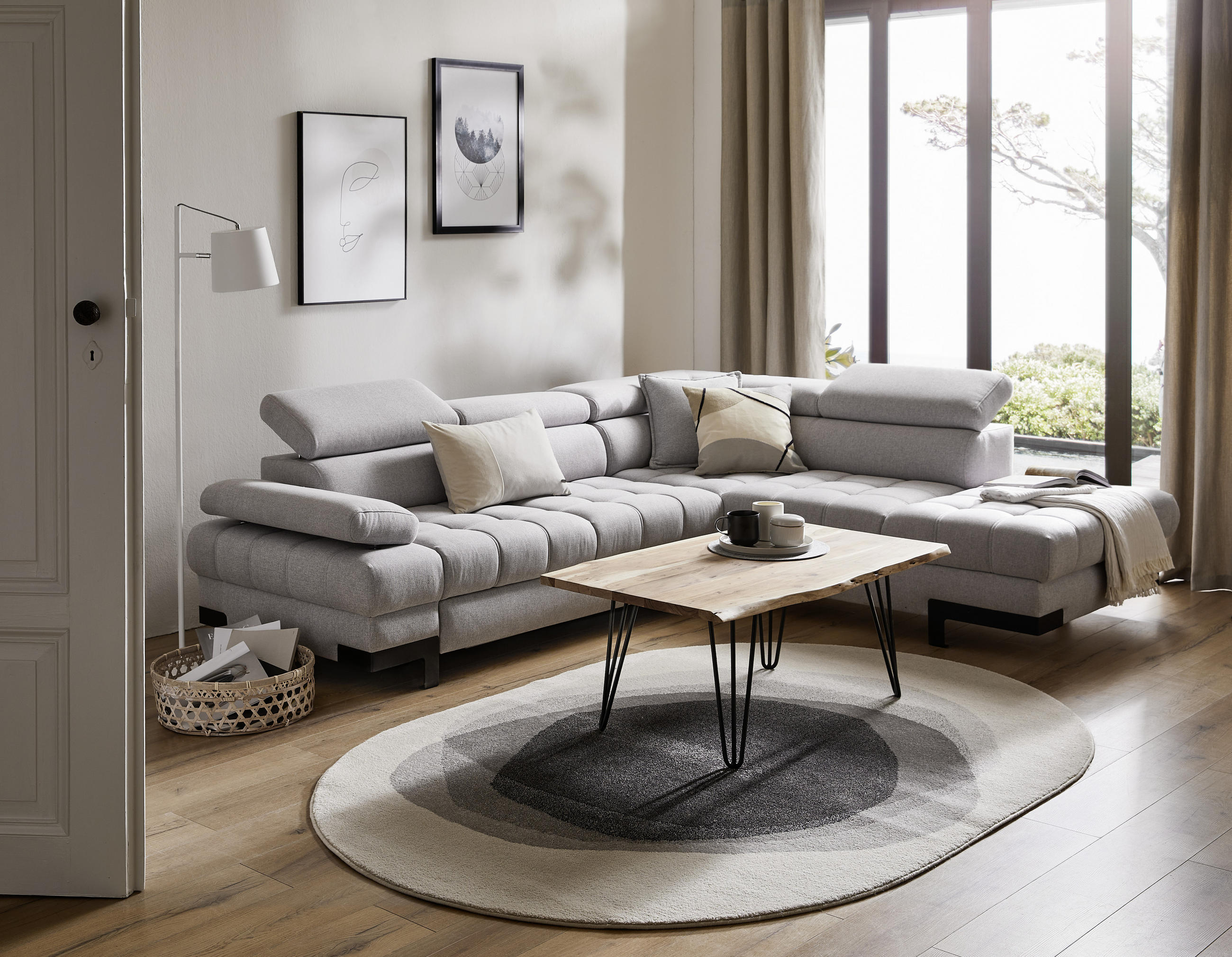 COUCHTISCH Akazie massiv 110/70/45 cm rechteckig Schwarz, Akaziefarben  - Schwarz/Akaziefarben, Design, Holz/Metall (110/70/45cm) - Landscape