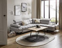 ECKSOFA Silberfarben Webstoff  - Silberfarben/Schwarz, Design, Textil/Metall (263/223cm) - Welnova
