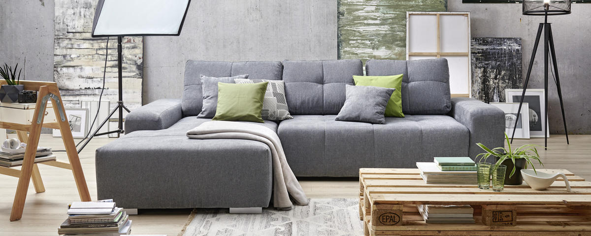 ECKSOFA in Webstoff Türkis  - Türkis/Silberfarben, Design, Kunststoff/Textil (194/280cm) - Carryhome