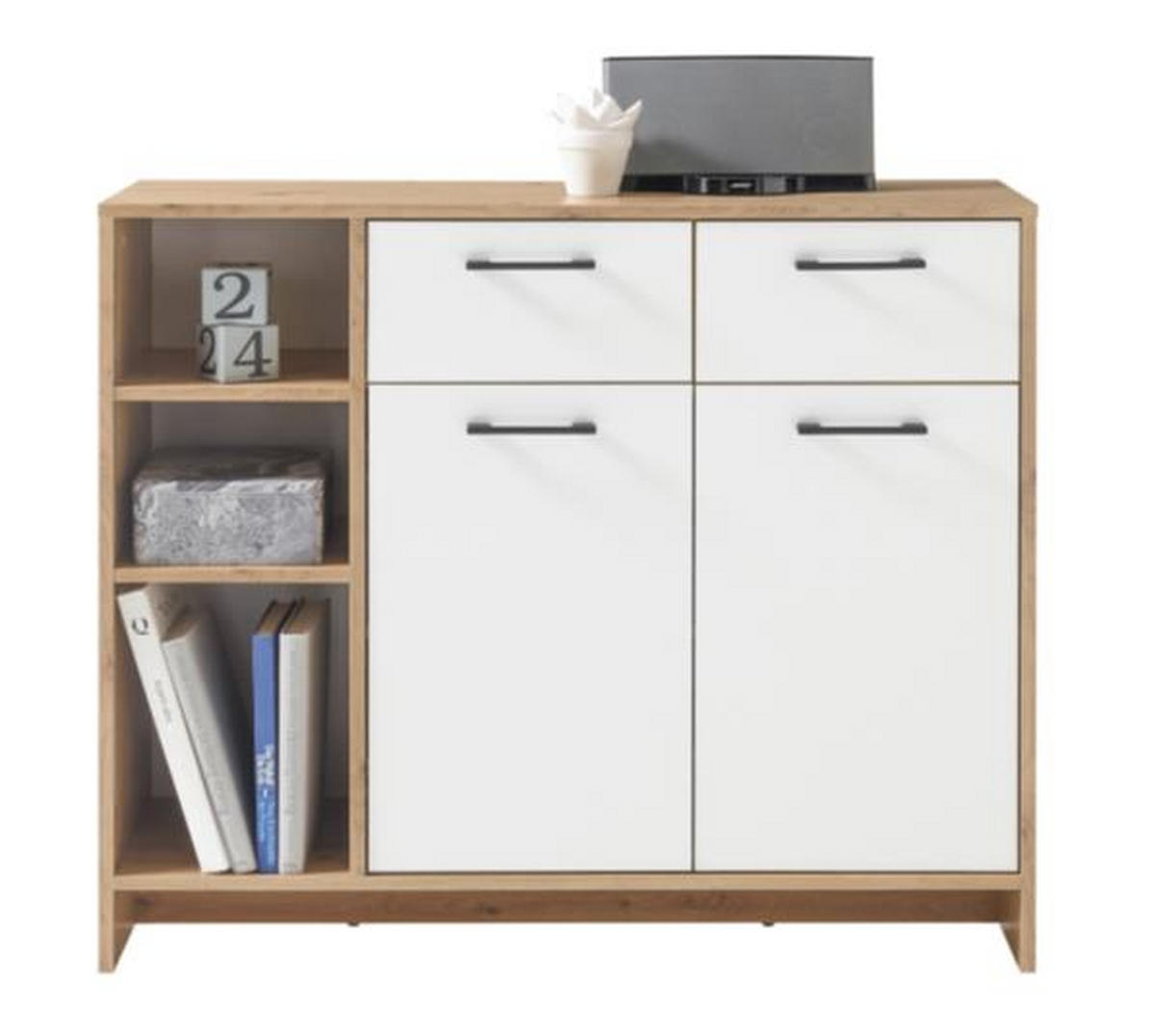 KOMODA   100/92/38 cm   bijela, boje hrasta  - bijela/boje hrasta, Design, drvni materijal/plastika (100/92/38cm) - Xora