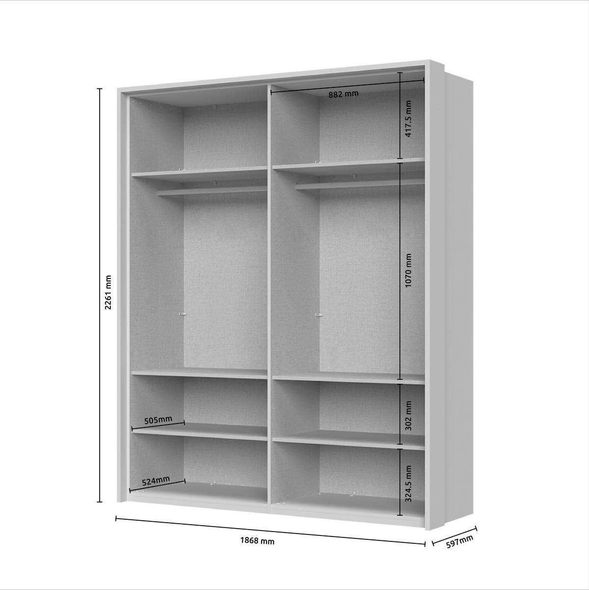 ORMAR SA KLASIČNIM VRATIMA  187/226/60 cm  - Dizajnerski, pločasti materijal/plastika (187/226/60cm)