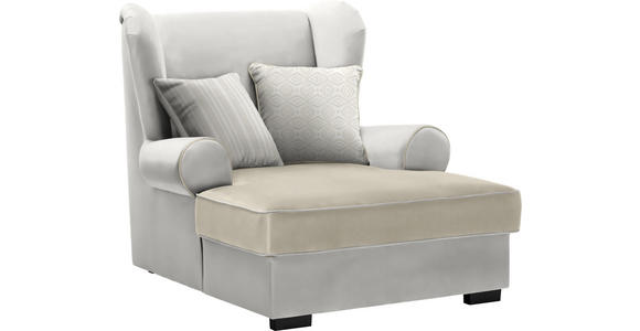 OHRENSESSEL in Textil Creme, Naturfarben - Creme/Braun, ROMANTIK / LANDHAUS, Kunststoff/Textil (108/113/142cm) - Hom`in