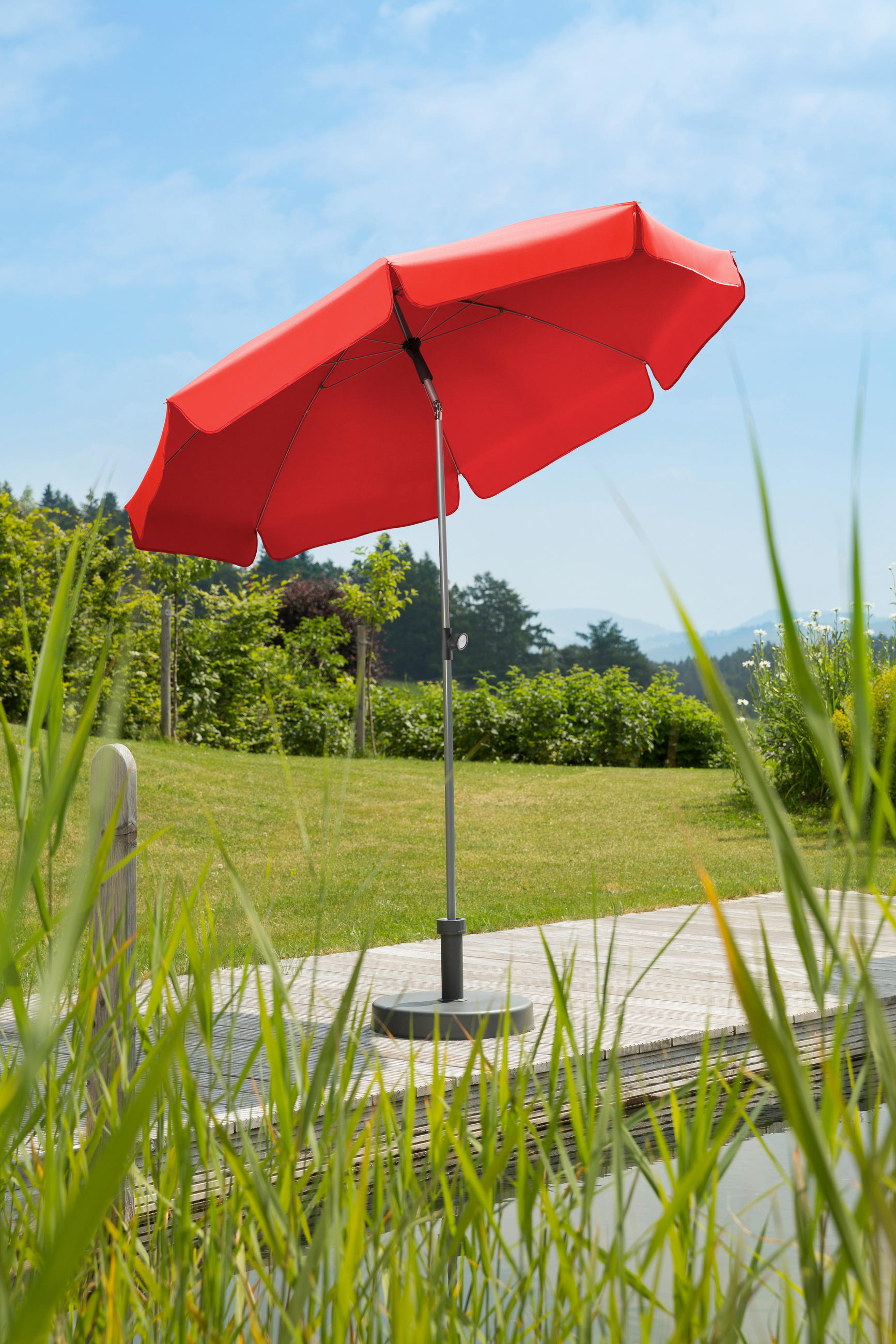 SONNENSCHIRM 200 cm Rot  - Silberfarben/Rot, Basics, Textil/Metall (200/220/200cm) - Schneider