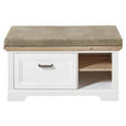 GARDEROBENBANK  in 93/49/41 cm  - Eichefarben/Beige, ROMANTIK / LANDHAUS, Textil/Metall (93/49/41cm) - Landscape