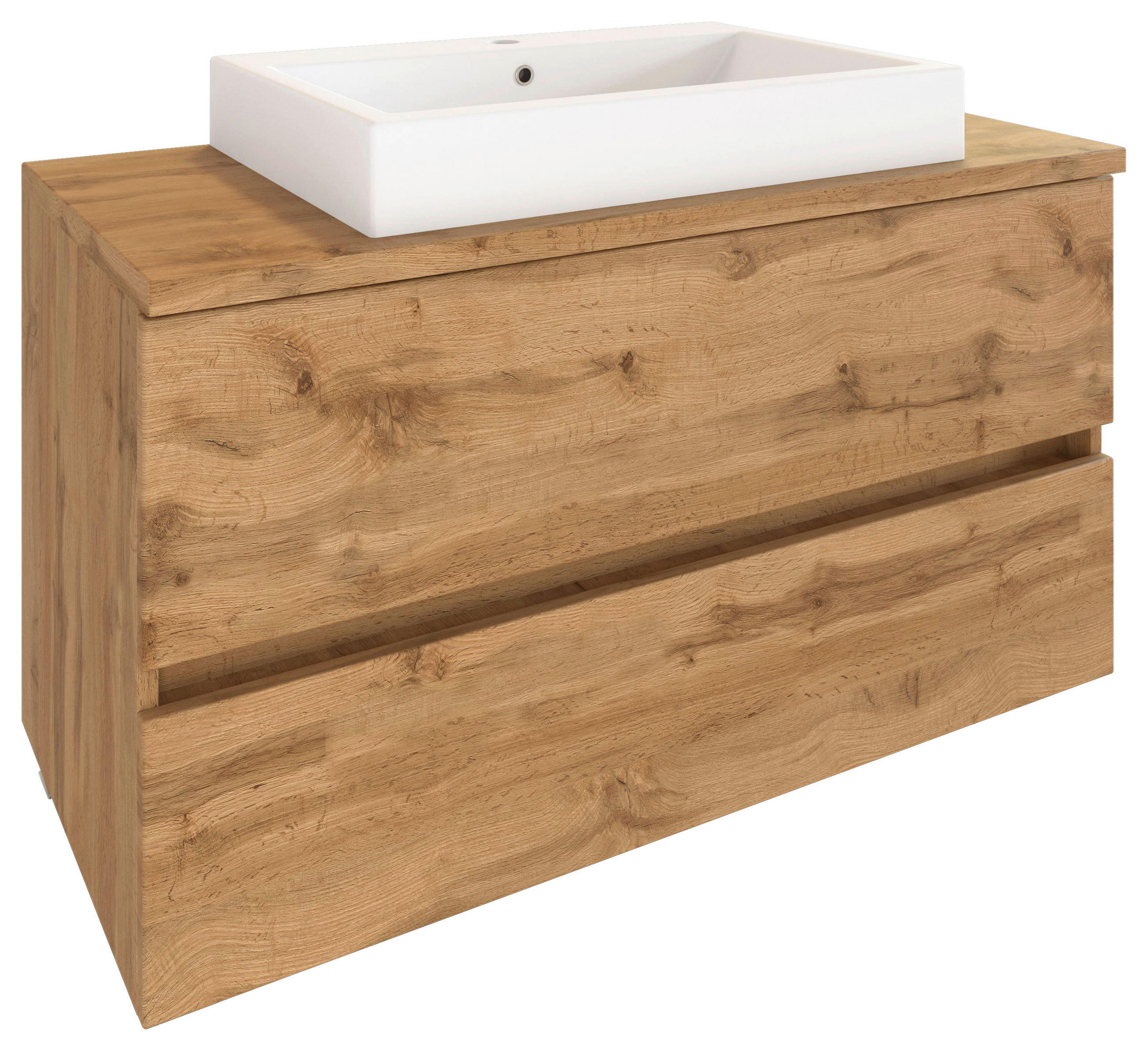 WASCHTISCHKOMBI 100 cm  - Eiche Wotan/Weiß, MODERN, Keramik/Holzwerkstoff (100cm) - Held