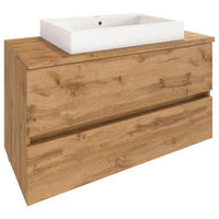 WASCHTISCHKOMBI 100 cm  - Eiche Wotan/Weiß, MODERN, Keramik/Holzwerkstoff (100cm) - Held