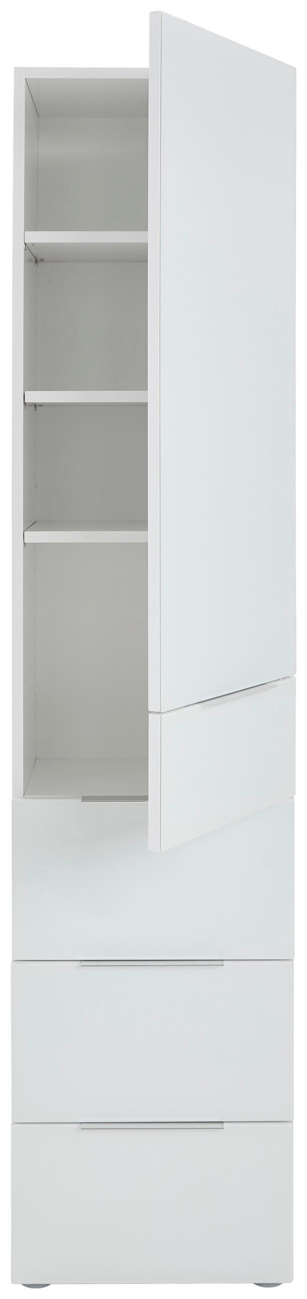 MEHRZWECKSCHRANK 45/196/40,3 cm  - Weiss Hochglanz/Weiss, Design, Glas/Holzwerkstoff (45/196/40,3cm) - Voleo