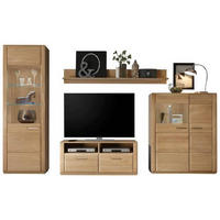 WOHNWAND  in Eichefarben 319/209/51 cm  - Eichefarben/Silberfarben, Design, Glas/Holz (319/209/51cm) - Livetastic