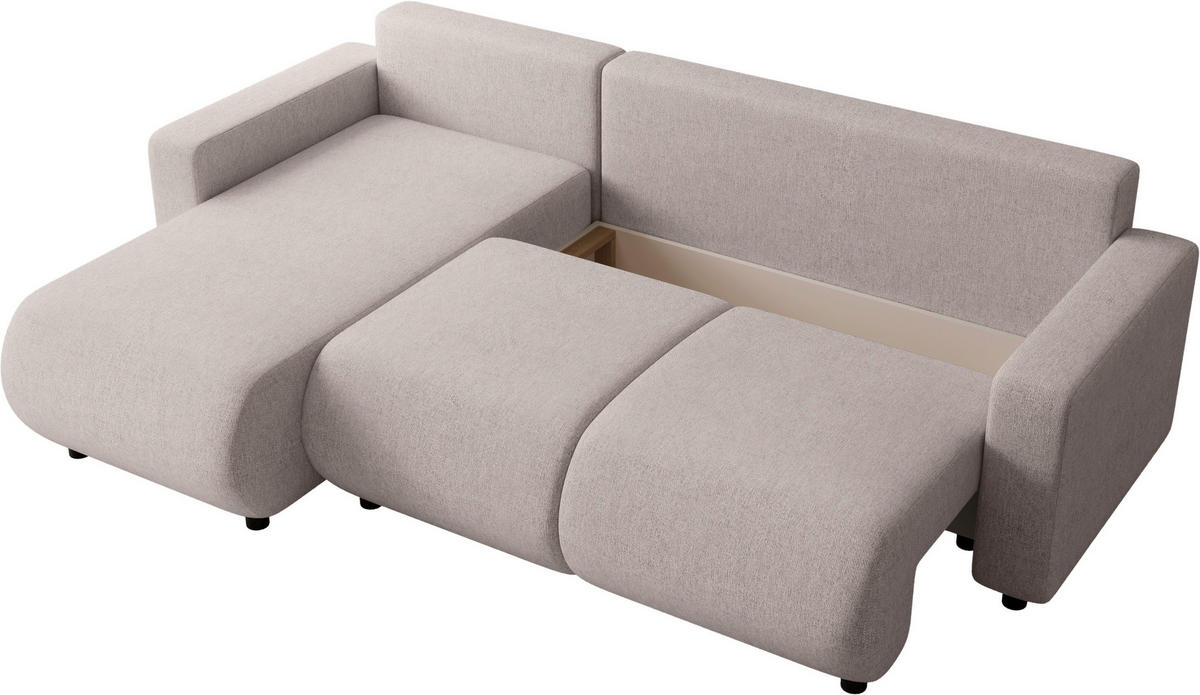 ECKSOFA Beige Webstoff  - Beige/Schwarz, MODERN, Kunststoff/Textil (150/240cm) - Xora