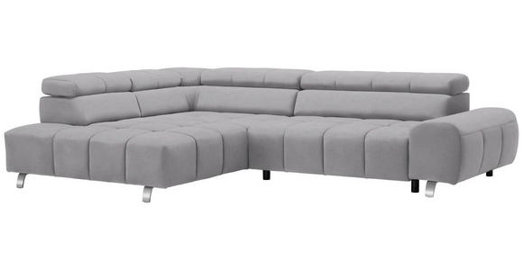 ECKSOFA in Webstoff Hellgrau  - Dunkelgrau/Silberfarben, Design, Textil/Metall (201/295cm) - Hom`in