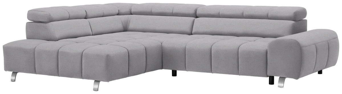 ECKSOFA in Webstoff Hellgrau  201/295 cm  - Dunkelgrau/Silberfarben, Design, Textil/Metall (201/295cm) - Hom`in