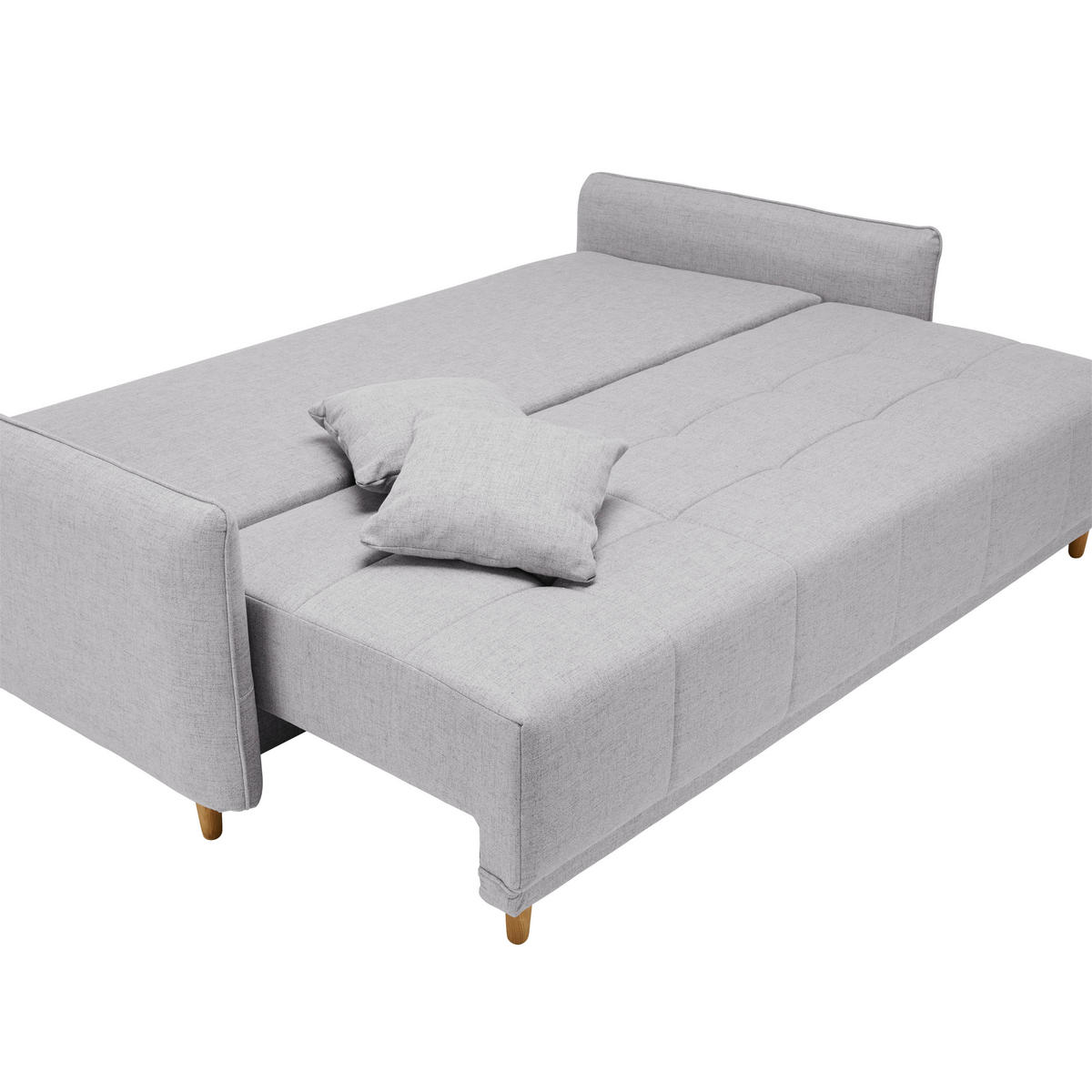 SCHLAFSOFA Webstoff Hellgrau  - Eichefarben/Hellgrau, Design, Holz/Textil (227/98/113cm) - Carryhome