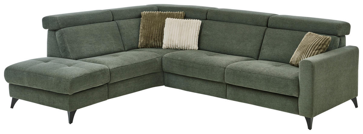 SAROKKANAPÉ textil sötétzöld  - fekete/sötétzöld, Konventionell, textil/fém (214/276cm) - Beldomo System