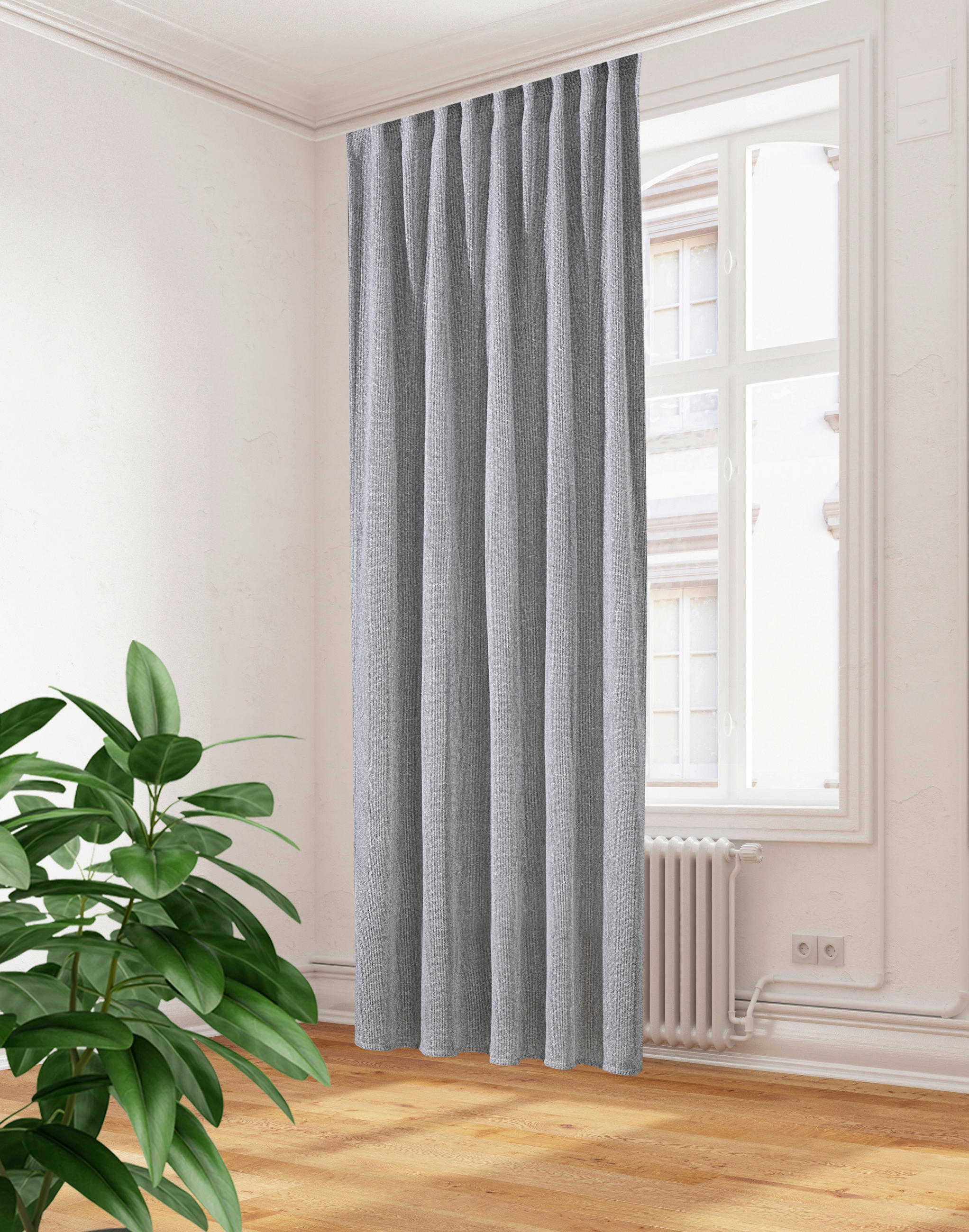 FERTIGVORHANG    135/300 cm  - Grau Hochglanz, Basics, Textil (135/300cm)