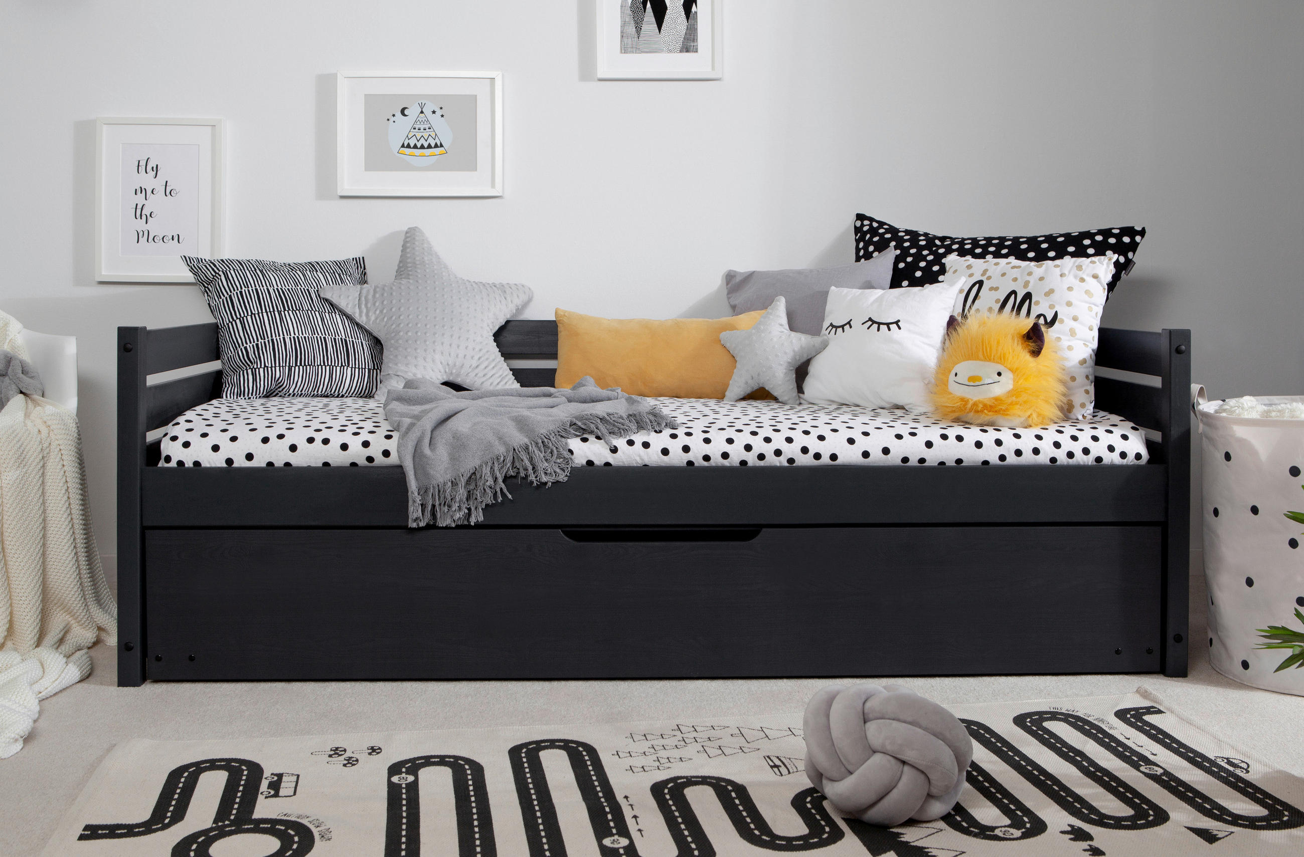 STAURAUMBETT 90/200 cm  in Grau  - Grau, MODERN, Holz (90/200cm) - MID.YOU
