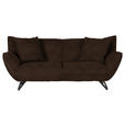 3-SITZER-SOFA in Samt Dunkelbraun  - Dunkelbraun/Schwarz, Design, Textil/Metall (203/90/95cm) - Carryhome