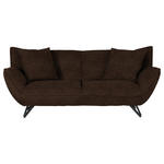 3-SITZER-SOFA in Samt Dunkelbraun  - Dunkelbraun/Schwarz, Design, Textil/Metall (203/90/95cm) - Carryhome