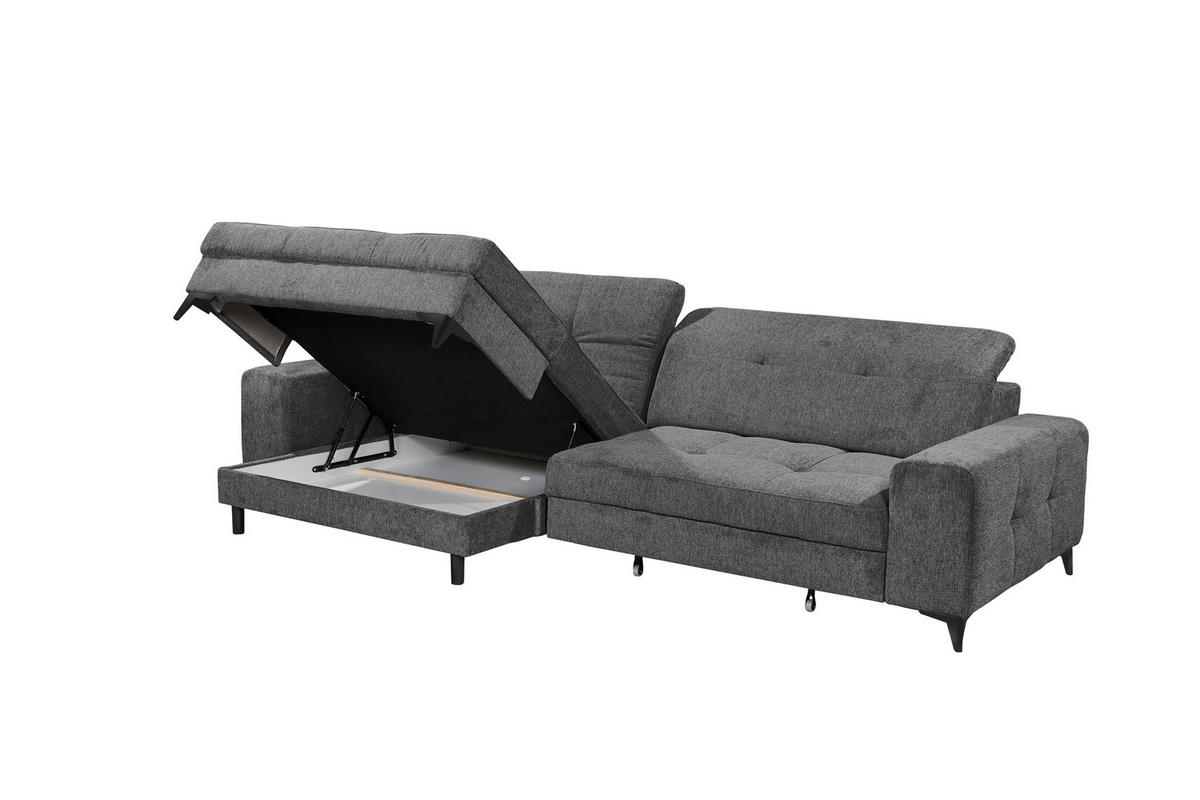 ECKSOFA SORELLA Anthrazit Mikrovelours Kopfteilverstellung, Sitztiefenverstellung  - Anthrazit/Schwarz, Design, Kunststoff/Textil (182/328cm) - MID.YOU