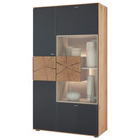 HIGHBOARD Anthrazit, Eichefarben  77/148/39 cm  - Edelstahlfarben/Eichefarben, Design, Glas/Holz (77/148/39cm) - Valnatura