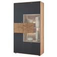 HIGHBOARD Anthrazit, Eichefarben  77/148/39 cm  - Edelstahlfarben/Eichefarben, Design, Glas/Holz (77/148/39cm) - Valnatura