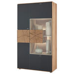 HIGHBOARD Anthrazit, Eichefarben  77/148/39 cm  - Edelstahlfarben/Eichefarben, Design, Glas/Holz (77/148/39cm) - Valnatura
