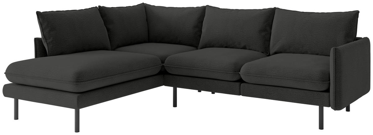 ECKSOFA in Flachgewebe Dunkelgrau  - Dunkelgrau/Schwarz, Design, Textil/Metall (204/267cm) - Livetastic