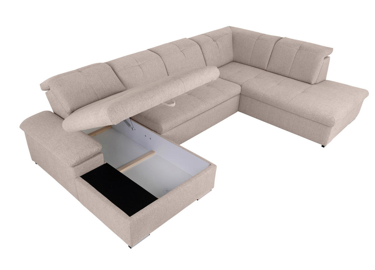 WOHNLANDSCHAFT in Beige  - Beige/Grau, Design, Textil/Metall (173/328/215cm) - MID.YOU