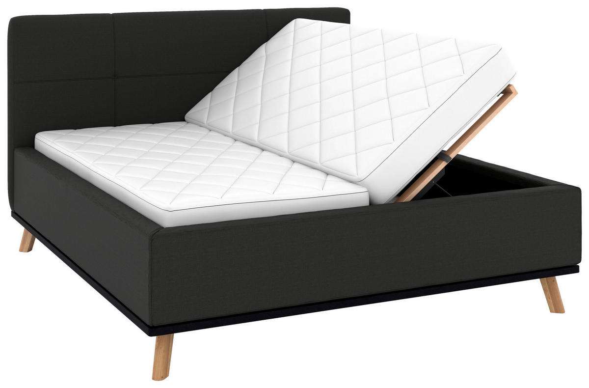 POLSTERBETT Matratze, Lattenrost, Bettkasten 180/200 cm  in Anthrazit  - Eichefarben/Anthrazit, Design, Holz/Textil (180/200cm) - Musterring