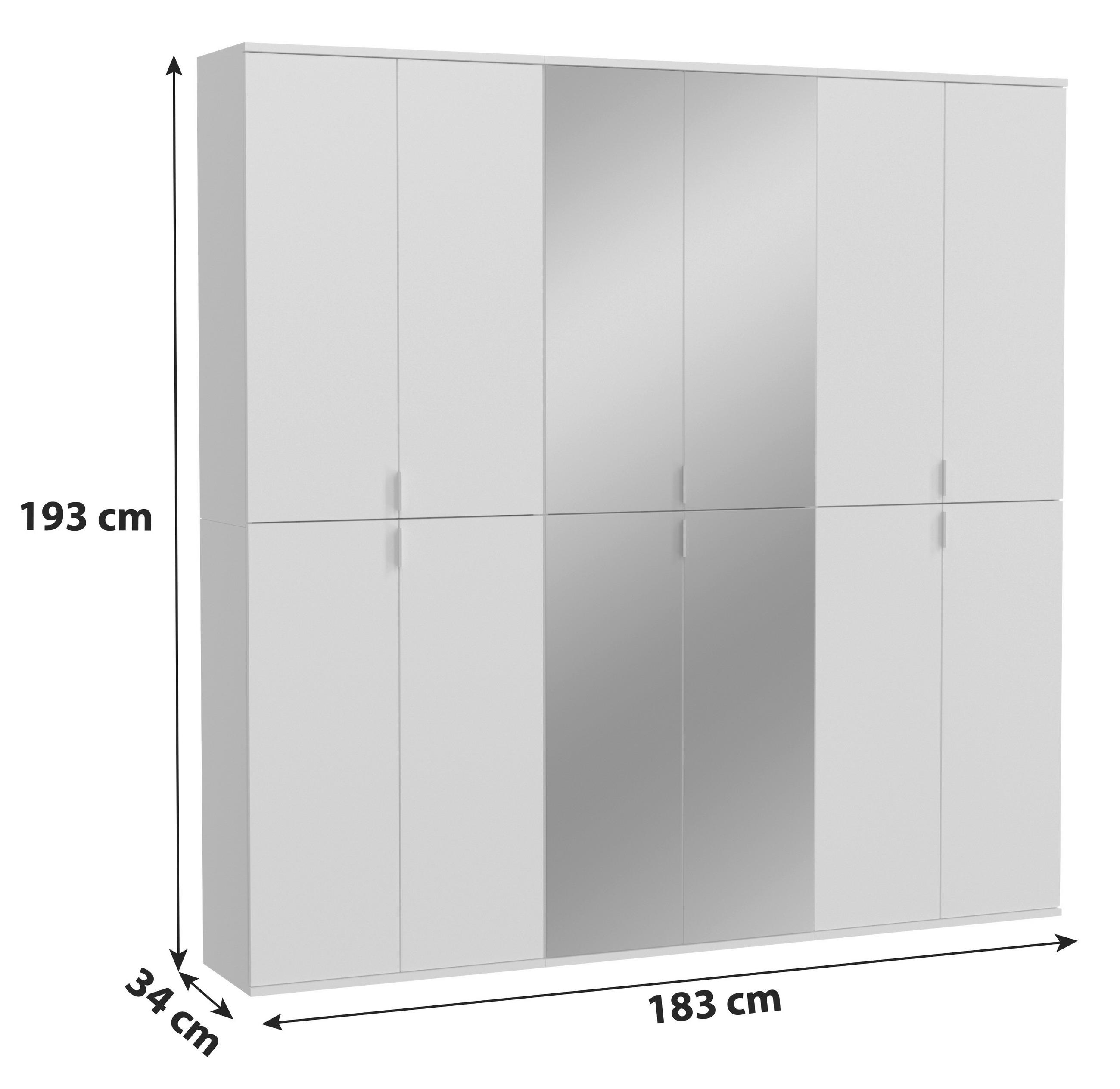 DREHTÜRENSCHRANK in Weiß - Chromfarben/Weiß Hochglanz, MODERN, Glas/Holzwerkstoff (183/193/34cm) - MID.YOU