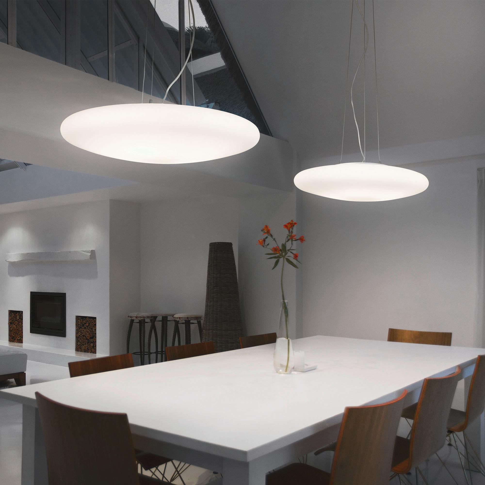 HÄNGELEUCHTE 50/39,5-214,5 cm  - Weiß, Basics, Glas (50/39,5-214,5cm) - Ideal Lux