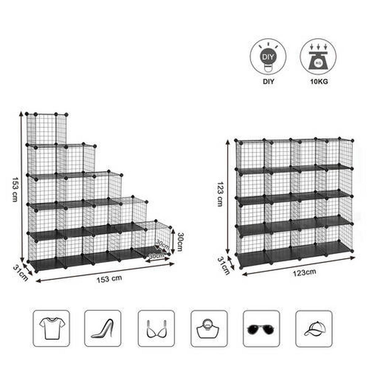REGALKOMBINATION - Schwarz, Basics, Kunststoff/Metall (123/123/31cm) - Boxxx