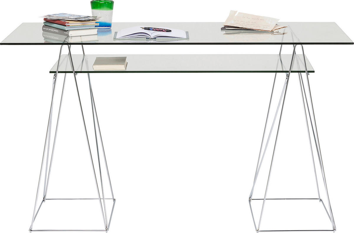 SCHREIBTISCH 130/65/74 cm  in  - LIFESTYLE, Glas/Metall (130/65/74cm) - Kare-Design