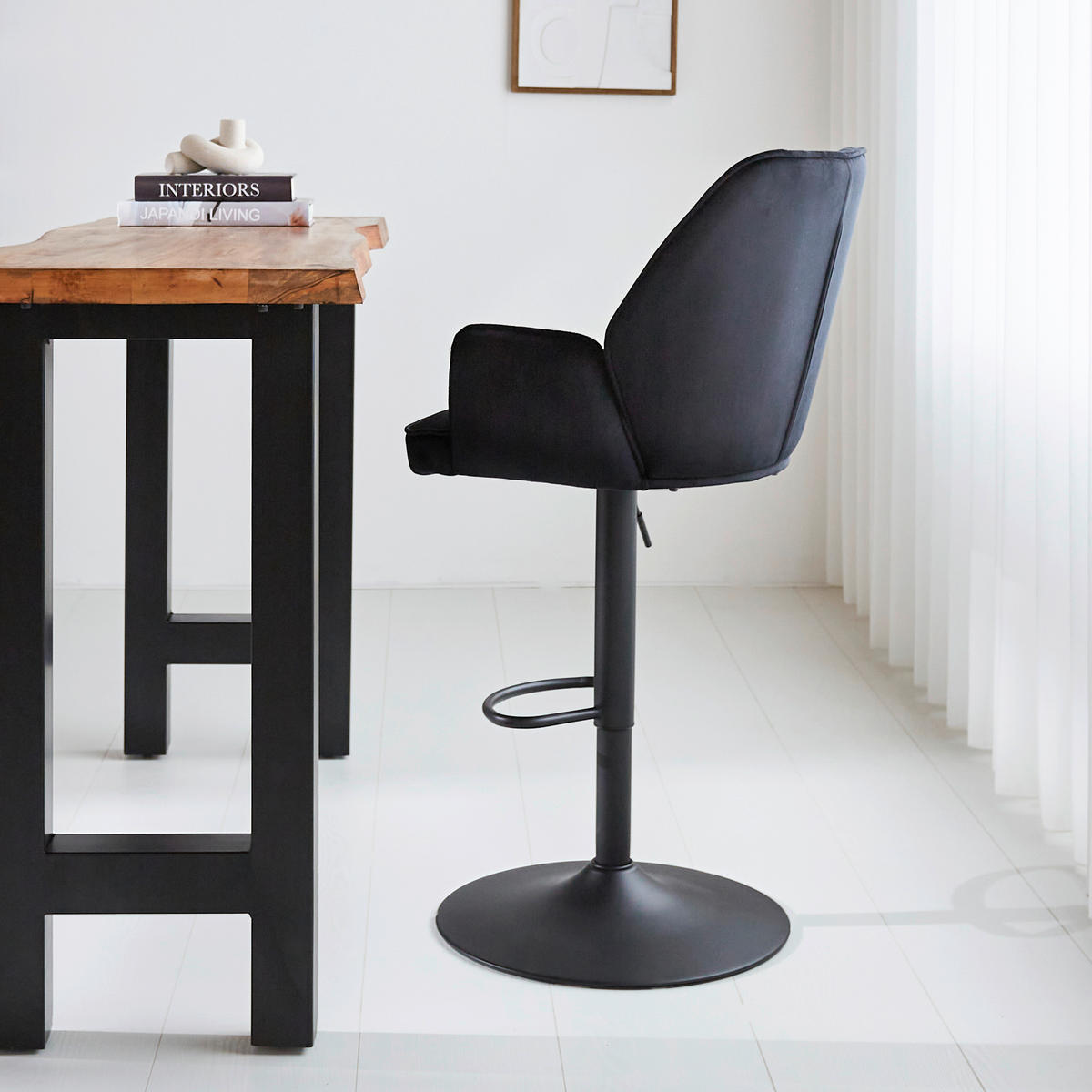 SADA BAROVÝCH STOLIČIEK 2 kus - čierna, Modern, kov/textil (54/100/58cm) - MID.YOU