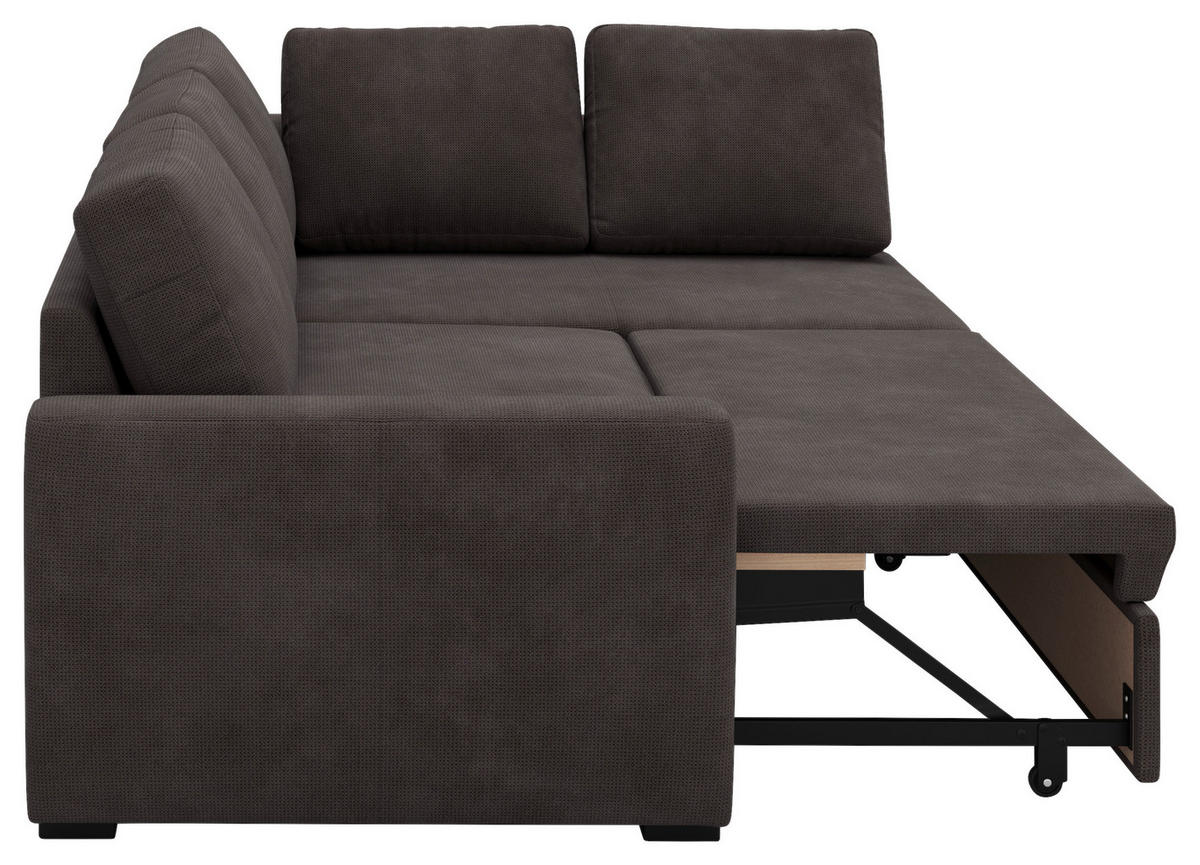 ECKSOFA Braun Mikrofaser Zierkissen, Bettkasten  - Schwarz/Braun, Trend, Kunststoff/Textil (253/154cm) - MID.YOU