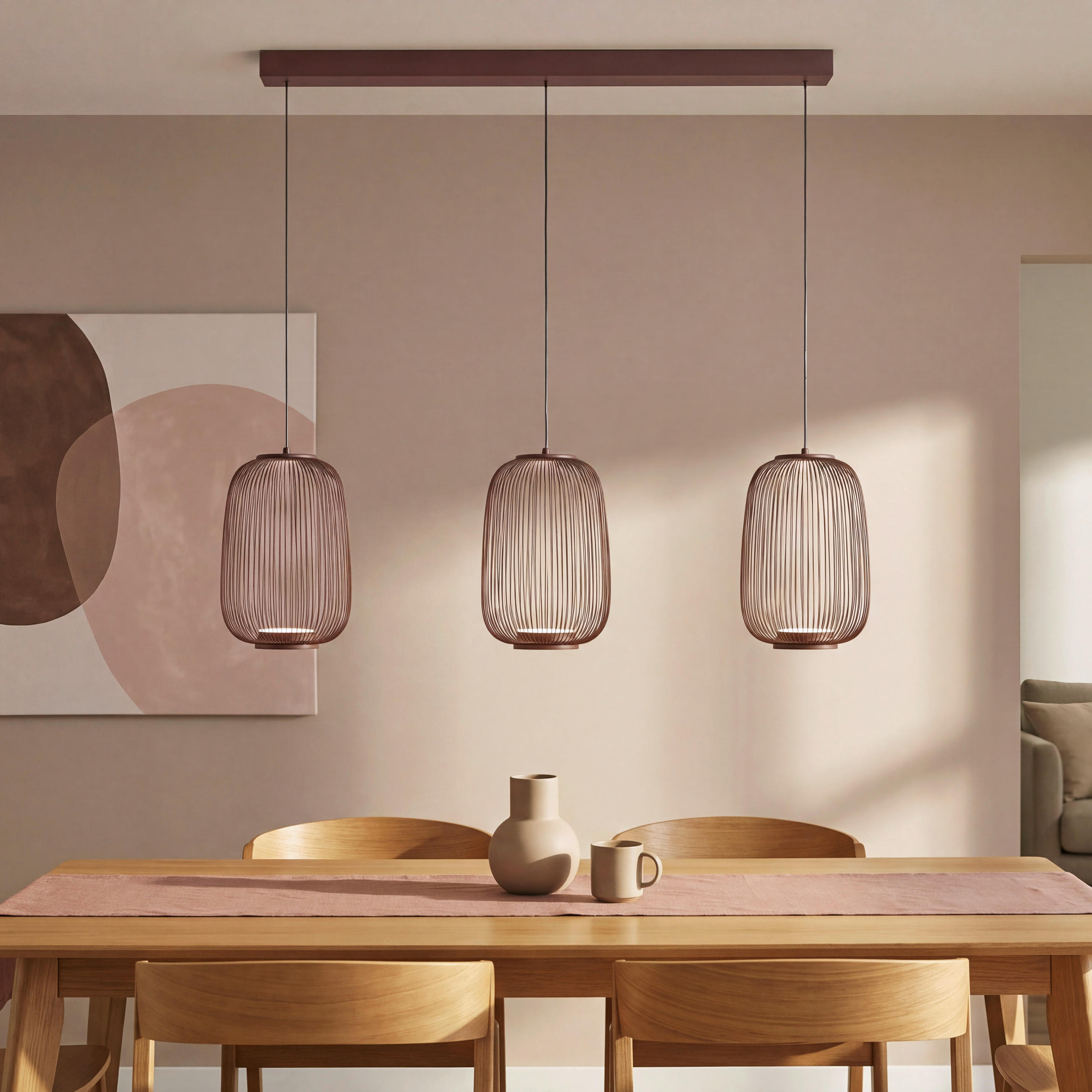 LED-HÄNGELEUCHTE Cage 102,5/22,5/50-150 cm   - Braun, Design, Kunststoff/Metall (102,5/22,5/50-150cm) - Dieter Knoll
