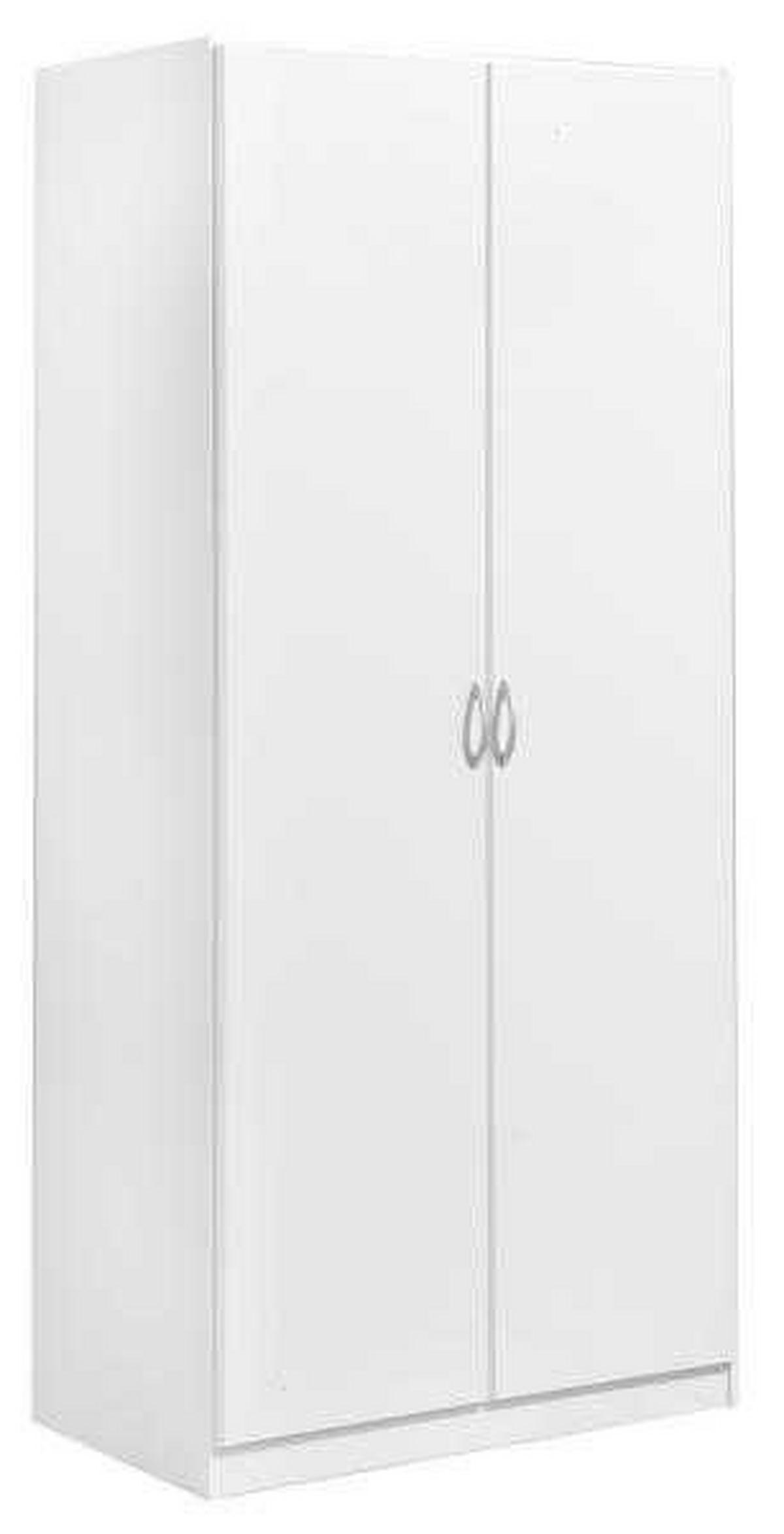 DREHTÜRENSCHRANK in Weiss  - Weiss/Silberfarben, Design, Holzwerkstoff/Kunststoff (91/197/54cm) - Boxxx