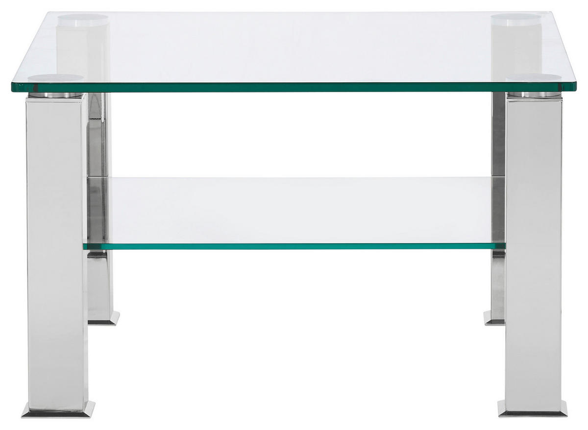COUCHTISCH in Metall, Glas 75/75/42,5 cm  - Grau, Design, Glas/Kunststoff (75/75/42,5cm)