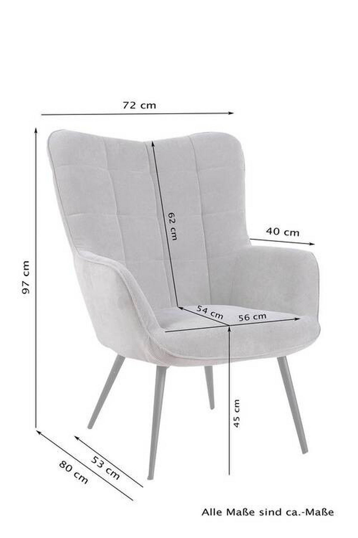 OHRENSESSEL Samt Grün    - Schwarz/Grün, MODERN, Textil/Metall (72/97/80cm) - MID.YOU