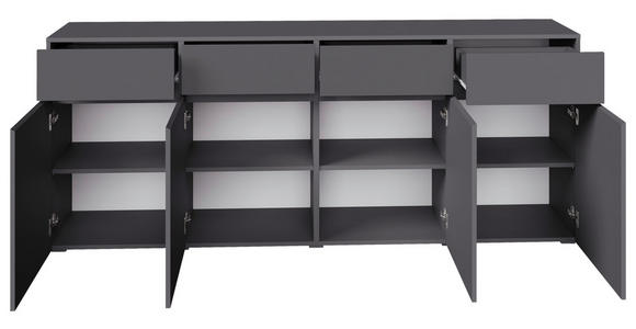 SIDEBOARD  200/79,6/39,8 cm 4 Schublade(n)  - Anthrazit/Schwarz, Design, Holzwerkstoff/Kunststoff (200/79,6/39,8cm) - Xora