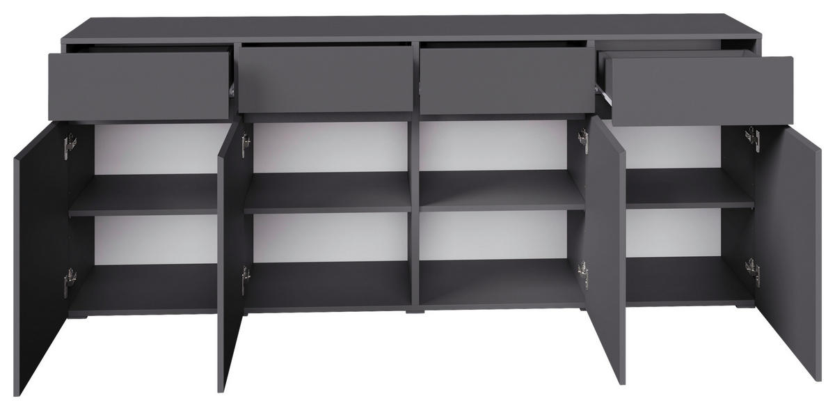 SIDEBOARD  200/79,6/39,8 cm 4 Schublade(n)  - Anthrazit/Schwarz, Design, Holzwerkstoff/Kunststoff (200/79,6/39,8cm) - Xora