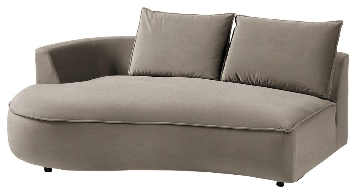 BIGSOFA in Samt Graubraun  - Graubraun/Schwarz, Design, Kunststoff/Textil (322/66/154cm) - home24