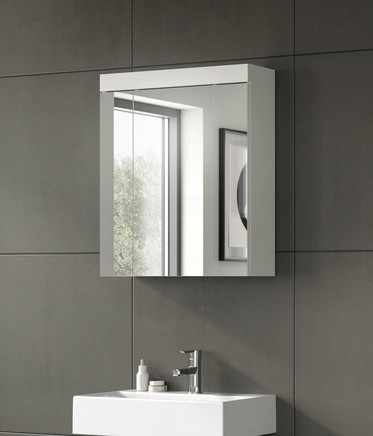 SPIEGELSCHRANK 60/70/18 cm  - Weiß, Trend, Glas/Holzwerkstoff (60/70/18cm) - MID.YOU