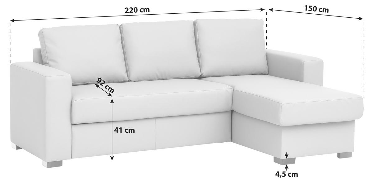 ECKSOFA Sandfarben Lederlook  - Sandfarben, Basics, Kunststoff/Textil (220/150cm) - MID.YOU